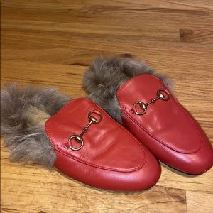 gucci prince fur loafers